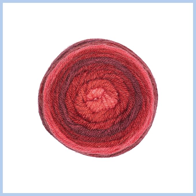 Red Heart Super Saver Ombre Yarn for Crocheting, Tomato, 2-Pack | #4 Medium Worsted Weight 100% Acrylic Ombre Yarn for Blankets, Scarves, Hats, and Sweaters, 482 yards, 283g/10oz