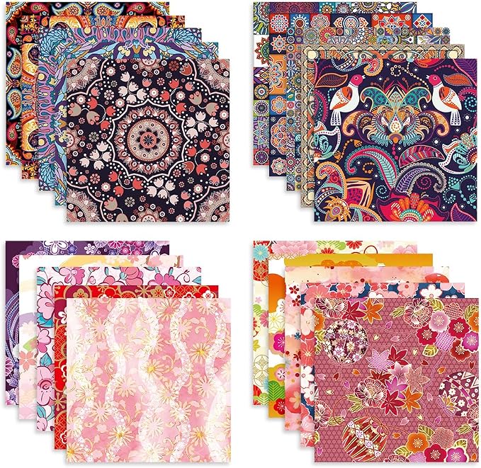Origami Paper 100 Sheets, 6-Inch Square Double Sided Colored Craft Paper | 70GSM colorful paper,100 Vivid Pattern Origami Kit,DIY Hand Crafts,Arts Creativity,Easy to Fold,No-Fading.Bohemian Blossom