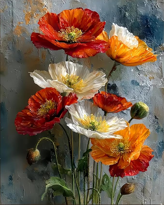 DOTSTART Paint by Numbers Kit for Adults, Attractive Flowers Acrylic Canvas | Acrylic Adults' Paint-by-Number Kits, DIY Easy Paint by Number Adult Canvas for Home Art Decor,15.7X19.7 inch