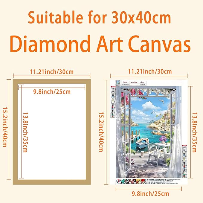 Diamond Art Frame 12x16 Inch - Diamond Frames 30x40 cm Painting Suitable for 10x14inch Picture, Diamond Frame Magnetic Self-Adhesive,Suitabble Frames Painting for Wall Window Door - 12 Pack (Gold)