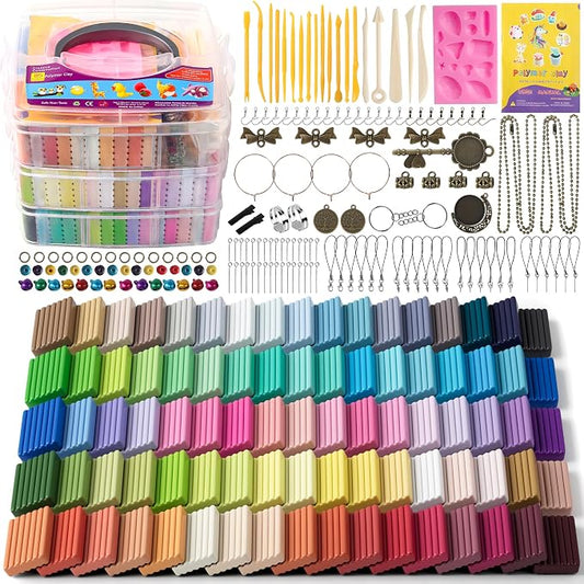 Polymer Clay 85 Colors, Modeling Clay for Kids, Oven Bake Molding Clay Kit | Easy to Shape, Non-Sticky, Sculpting Tools & Accessories Included, DIY Starter Kit, Art and Craft Gift for Kids & Adults