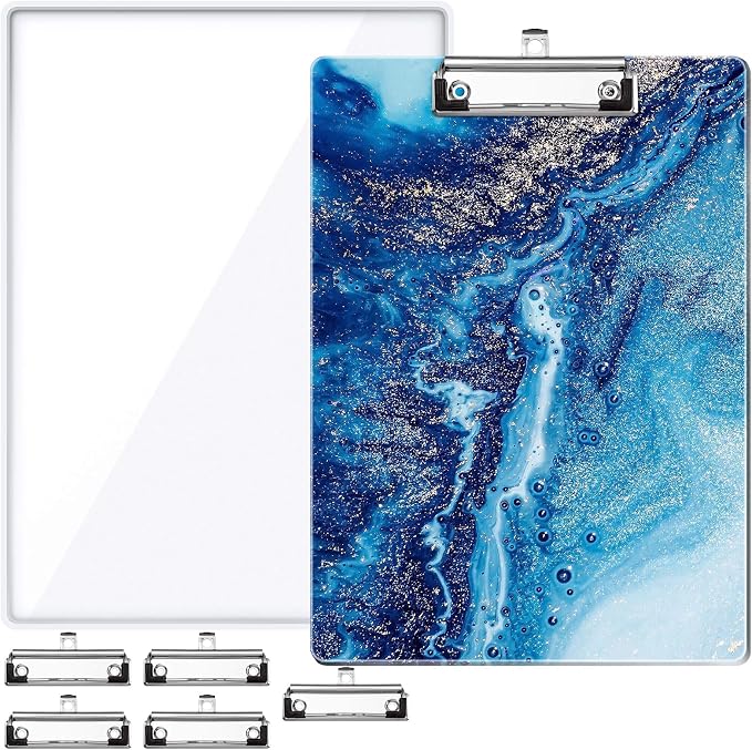 NiArt A4 Clipboard Epoxy Resin Mold & 5 Stainless Steel Low-Profile Clips | A4 Size DIY Casting Silicone Epoxy Resin Mold, Metal Clips with Retractable Hanging Hole for Write Pad Draw Board Making