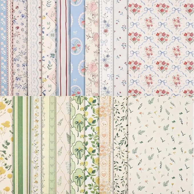 BESARME 60 Sheets Scrapbook Paper 5.5×8.3 in Double Sided Floral | Craft Paper for DIY Scrapbook Albums, Travel Diaries, Greeting Cards, Gift Tags, Photo Books, Decor Origami Crafts