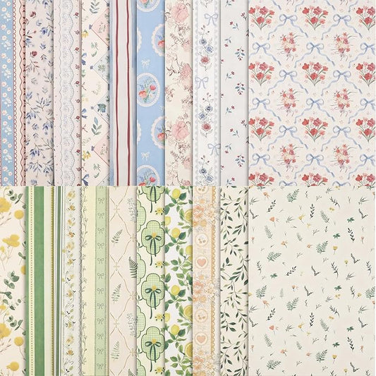 BESARME 60 Sheets Scrapbook Paper 5.5×8.3 in Double Sided Floral | Craft Paper for DIY Scrapbook Albums, Travel Diaries, Greeting Cards, Gift Tags, Photo Books, Decor Origami Crafts