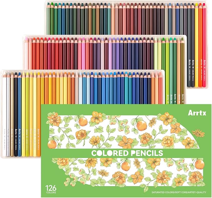 Arrtx 126 Colored Pencils, Soft Core, 5.0mm Thick Lead