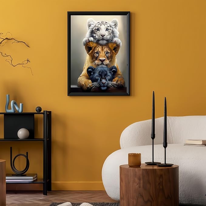 Three Tigers Painting by Numbers Kit for Adults Beginner,11.8X15.7 Inch | Color by Numbers for Adults,Adult Paint by Number Kits on Canvas,Paint by Numbers Easy Oil Painting for Home Wall Decor