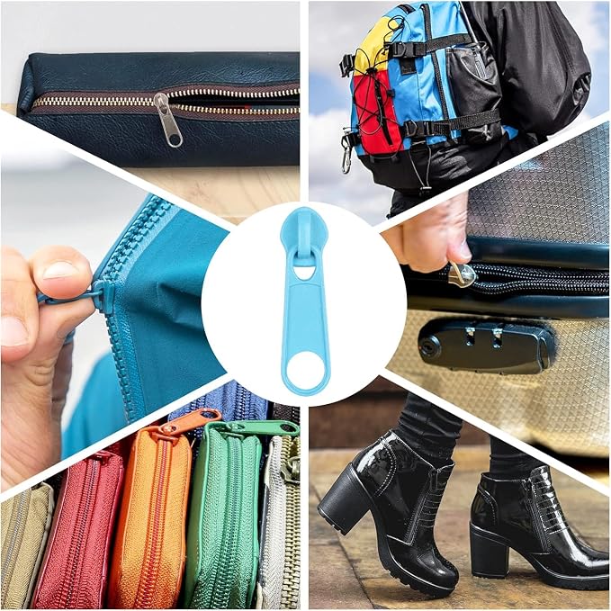DOITEM 96Pcs Zipper Repair Kit - 12 Colors, 3# Zipper Pulls, Rescue Kit for Clothing, Jackets, Purses, Luggage, Backpacks