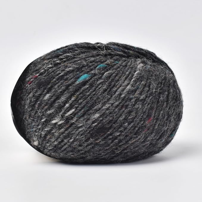 Rustic Tweed Wool Yarn, 1oo% Australian Wool, DK, 4 Skeins 200g/656yds (3137 Charcoal Rainbow Fleck), Natural Wool Feel | Colorful Flecks | Classic Yet Modern Style