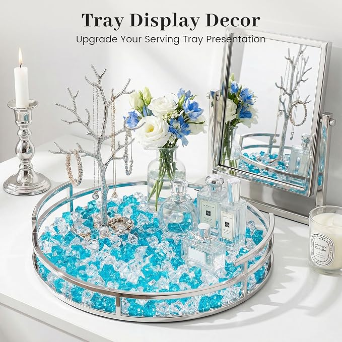 DOMESTAR Mixed Blue and Clear Fake Ice, 150 PCS Acrylic Crystal Vase Filler