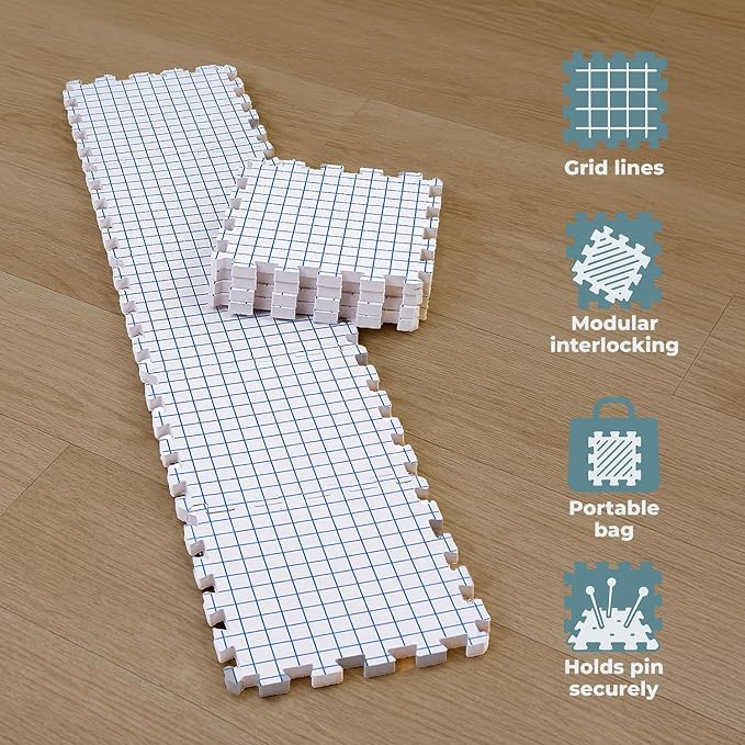 KnitIQ Standard 9-pc Set of Blocking Mats for Knitting & Crochet, Clear Bag