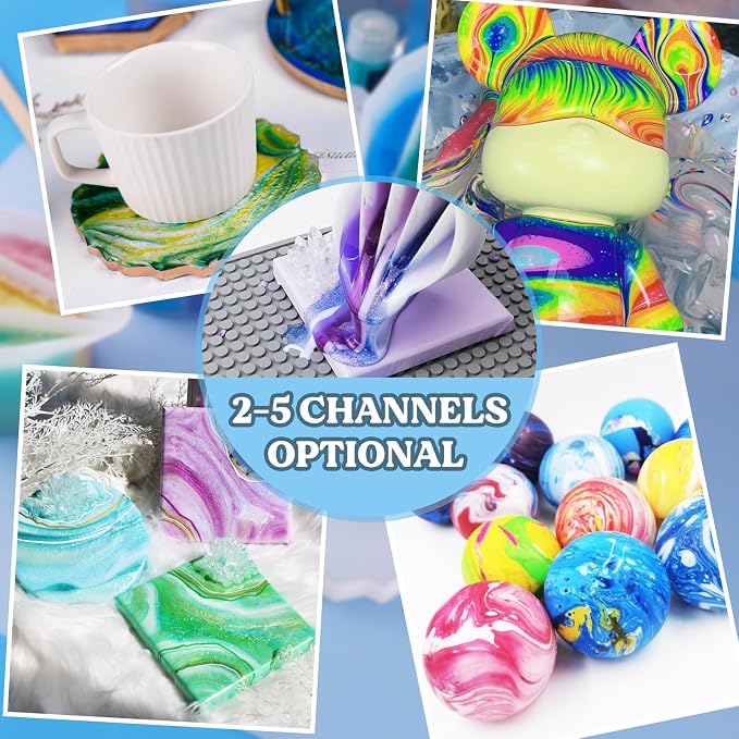 LET'S RESIN 17oz Silicone Split Cup with Handle, 5 Channels | Thick Reusable 500 ml Cup Has Five Channels and a Handle for Controlled Acrylic Paint Pouring and Resin Art