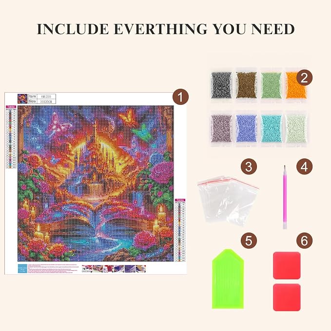 5D Dream Book Castle Diamond Painting Kits for Adults 13.7x13.7 Inch