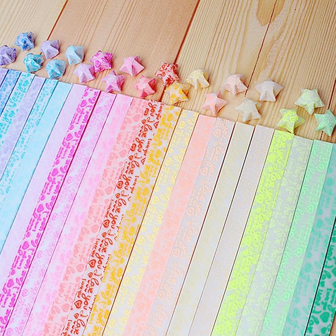 Origami Stars Papers Package DIY Paper, 600 Sheets - 20 Colors (Glows in the Dark)