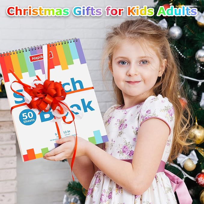 9" x 12" Sketch Book, 4-Pack 50 Sheets Spiral Bound Art Sketchbook Notebook | Acid Free Artist Drawing Book Paper, Art Supplies for Adults Kids, Coloring Book, Sketch Paper for Drawing Coloring Sketching
