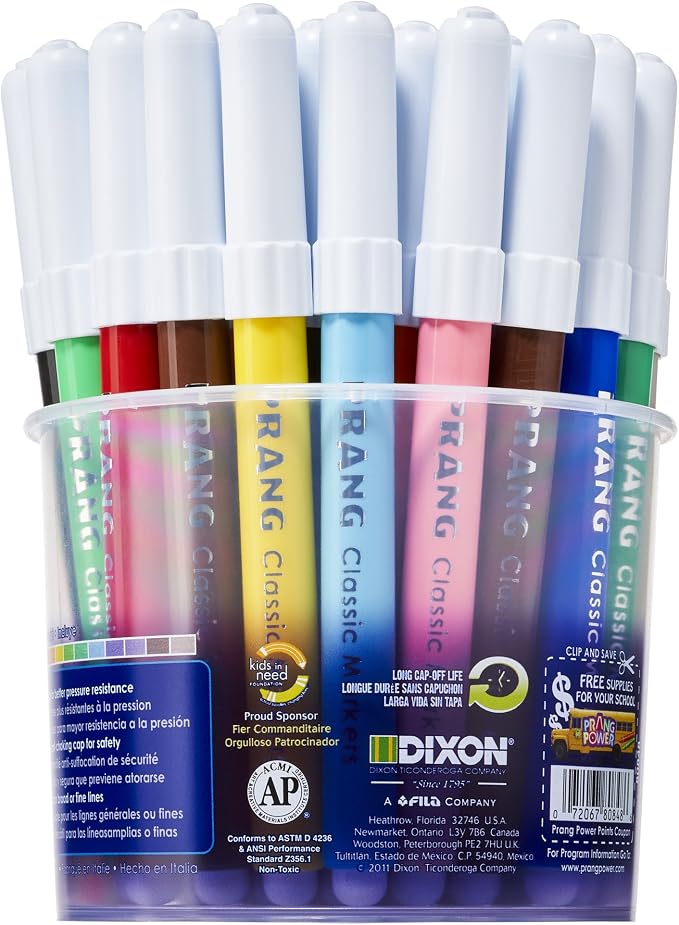 Prang Classic Art Markers, Bullet Tip, 12 Assorted Colors, 48 Count (80848) (Pack of 6)