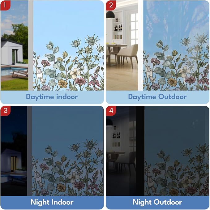 ADD.HERES Stained Glass Window Film, Window Film Decorative, 17.5 x 78.7 in
