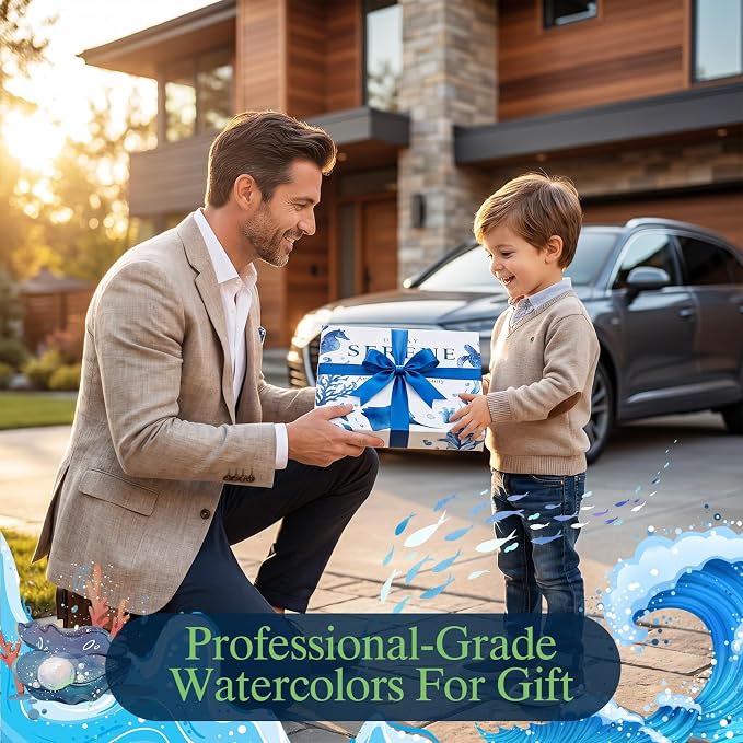 Watercolor Workbook for Beginners,18 Serene Seas Sceneries Water Coloring Book,Relaxing & Easy to Paint Water Coloring Book with 24 Colors-Perfect for Gifting to Creativity & Joy for Adults