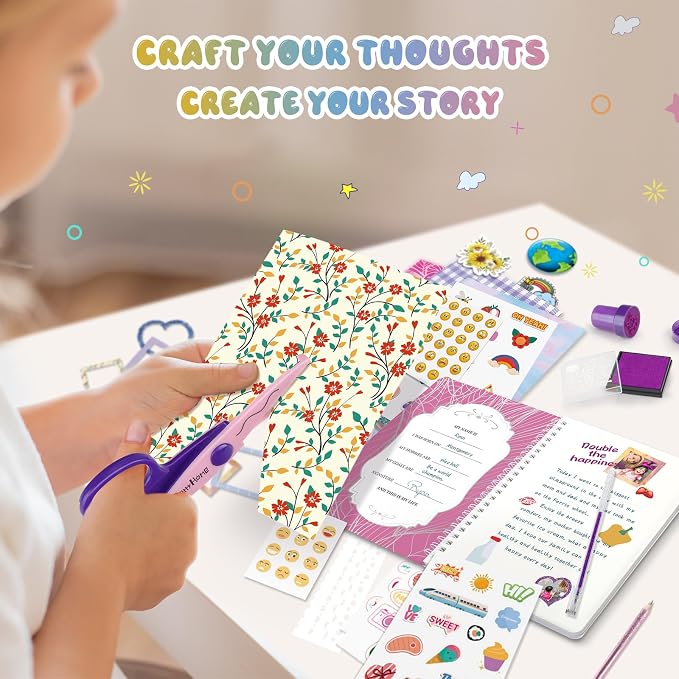 PERRYHOME 2-Pack DIY Journal Kit for Girls - 200+Pcs Journal Set for Teen & Tween Girls, Journaling Art & Crafts Kits, Birthday Gifts for 8 9 10 11 12 13 14 Year Old Girl