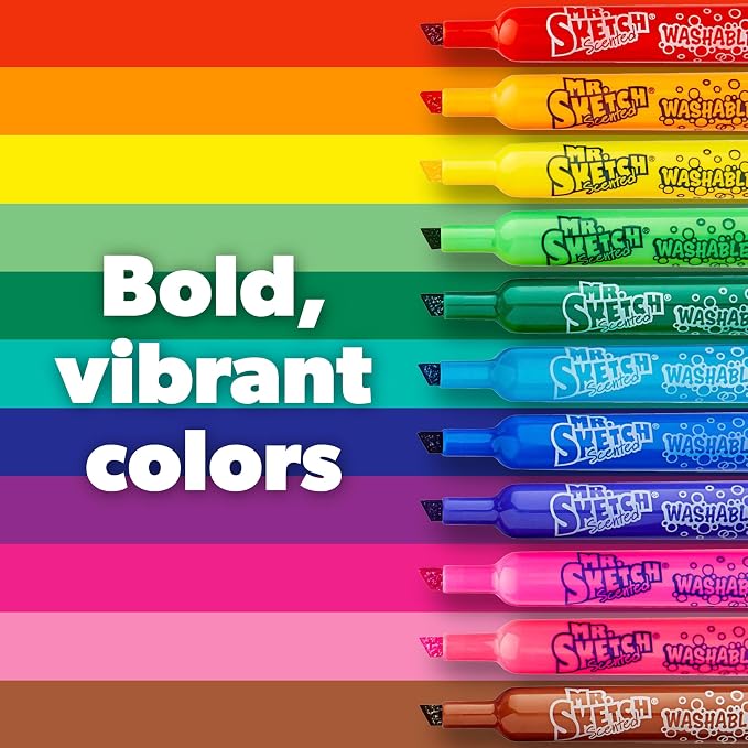 Mr. Sketch Scented Washable Markers, Chisel Tip Marker, Assorted Colors, 36 Count - Fun for Kids, Coloring, Spark Creativity, Arts & Crafts