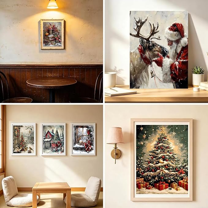 6 Pack Christmas Paint by Numbers Kits for Adults 12x16in(30x40cm)