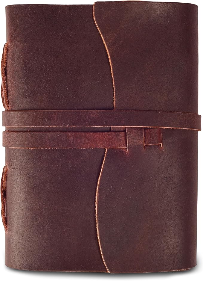 LEATHER VILLAGE Leather Notebook Journal Edge Cut, Fuchsia 7x5.