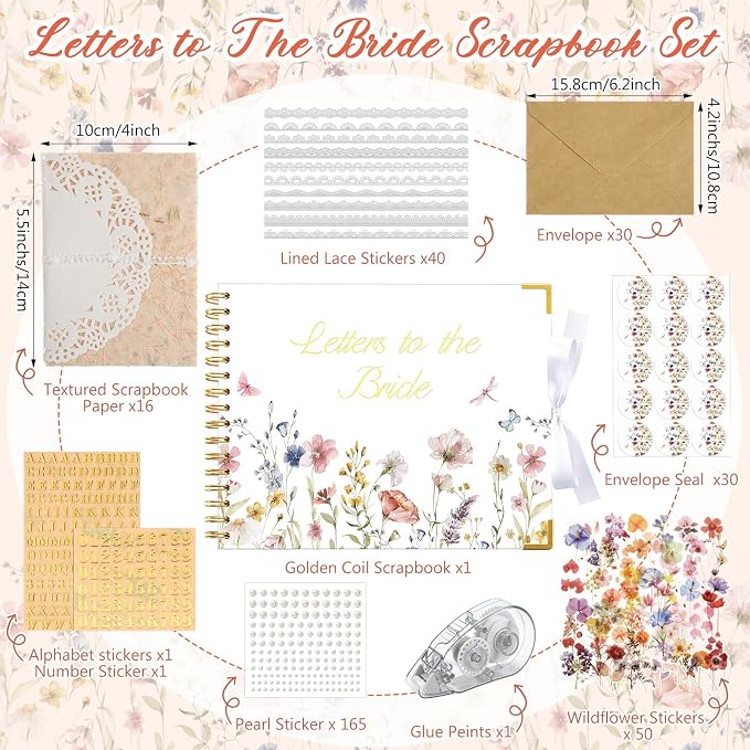Humyoun Letters to Bride Scrapbook,8.5 X 7 Inch,Field Flower,Colorful