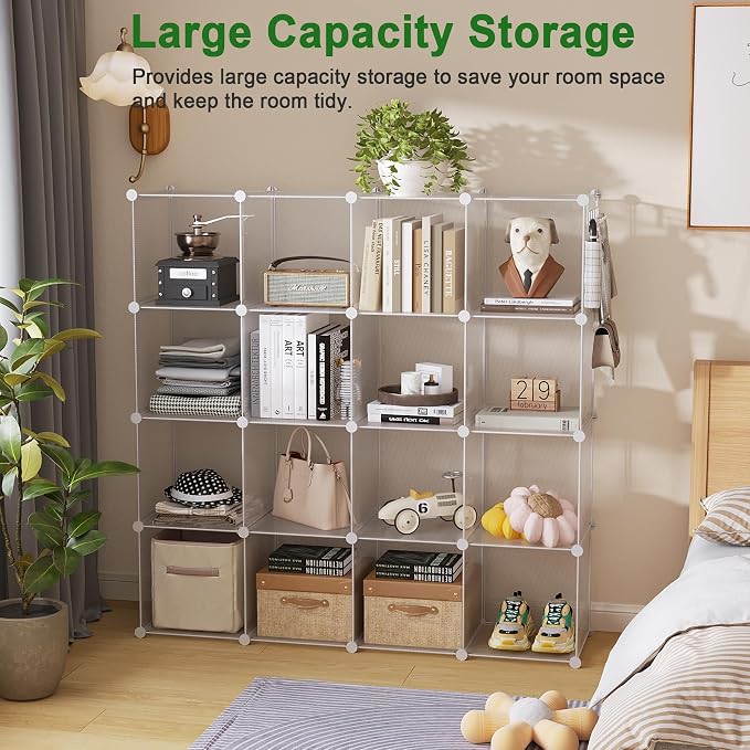 C&AHOME 16 Cube Storage Organizer Cube Shelves Units Storage Cubes, Twill