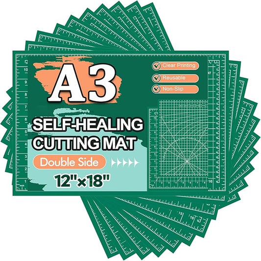 10 Pcs Self Healing Cutting Mat Bulk, 12×18 Inch Cutting Mats for Crafts | A3 Sewing Boards for Fabric Quilting DIY Scrapbooking, Precision Guides, Double-Sided 5-Ply PVC Construction (30x 45 cm)