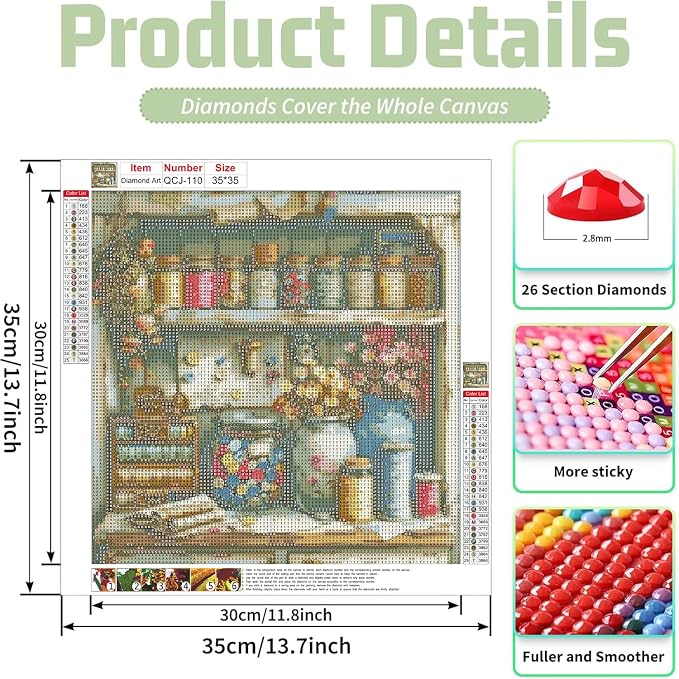 Vintage Sewing Room with Buttons Jar Diamond Art Kits for Adults,5D Diamond Painting Kits for Beginners,DIY Round Full Drill Diamonds Gem Art Crafts for Home Wall Decor Gifts 14x14 Inch