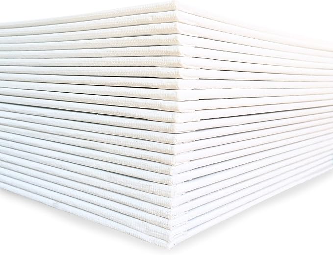 milo Canvas Flat Panel Boards for Painting, 11x14 inch, 24 Pack, White | Primed & Ready-to-Paint Art Supplies for Acrylic, Oil, Mixed Wet Media, & Pouring, Bulk, Painting Party Pack, Blank, Cotton