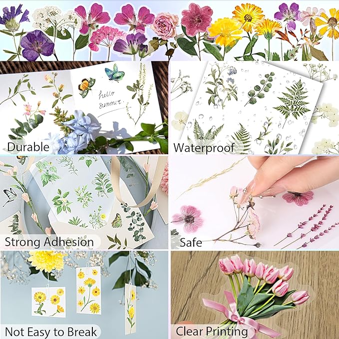 Arme Scrapbook Flower Stickers Floral Stickers(590 PCS, 48 Sheets)