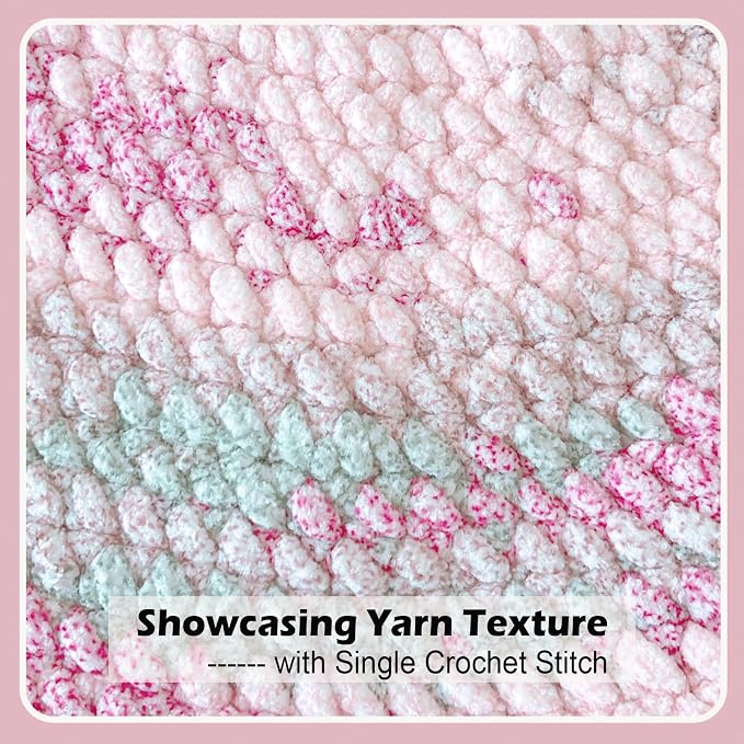 Super Soft Velvet Chenille Yarn for Crocheting and Knitting-Easy to Crochet-Bulky, 3.5oz/93yds of Each Skein-Chunky Plush Yarn for Hand Craft Blanket Ammigurumi DIY (Blush Pink, 6 Pack)