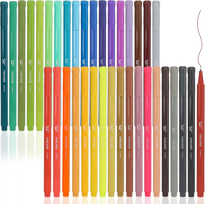 Mr. Pen- Colored Fineliner Pens, 36 Pack, 0.4mm Fine Tip | Ergonomic Triangular Barrels, Smooth Writing Pens for Journaling, Note-Taking, Coloring, Sketching, Planning & Art Projects