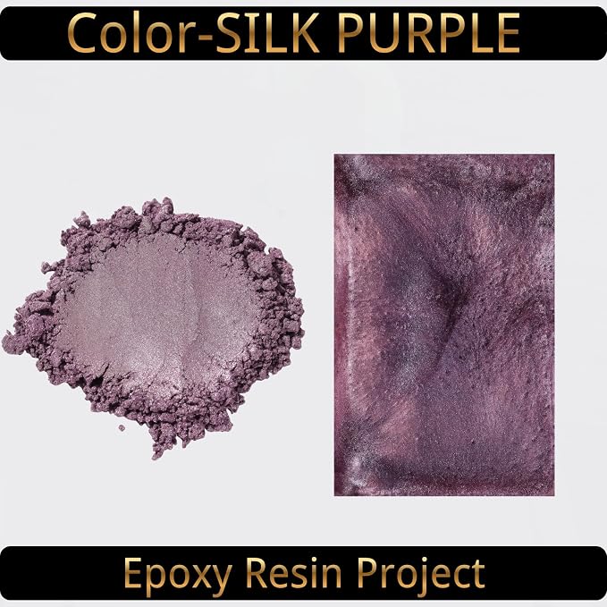 Mica Powder, Silk Purple, 240g with Scoop, Complies with ASTM D-4236 | For Epoxy Resin, Soap, Bath Bomb, Candle| Safety Material| Odorless| Brilliant Colors
