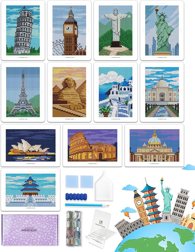 forever young Minigem World-Famous Landmark Diamond Art Kits, 5x7 Inch Card