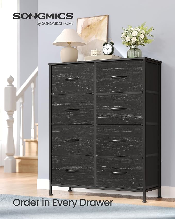SONGMICS Dresser for Bedroom, Tall Dresser with 8 Fabric Drawers