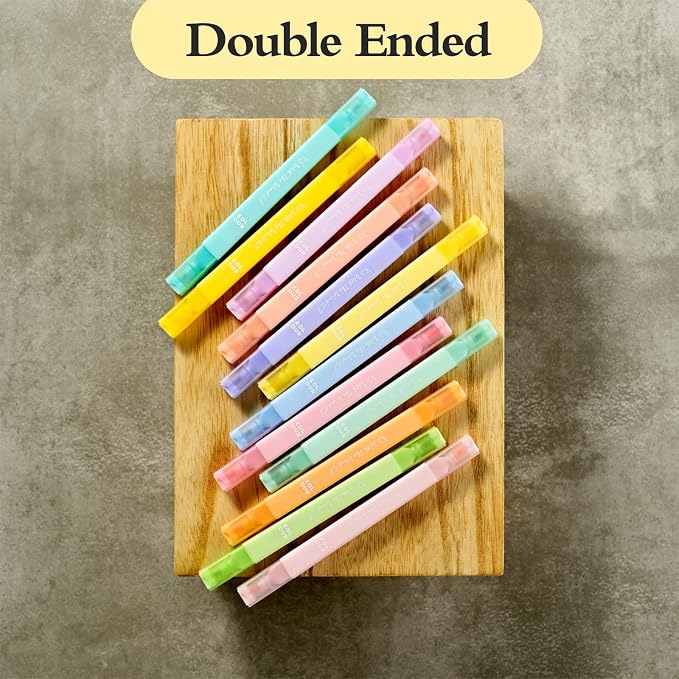 konket 12Pcs Aesthetic Bible Pastel Highlighters and Pens no bleed Cute Highlighters Double Ended Highlighter for and Office Journal