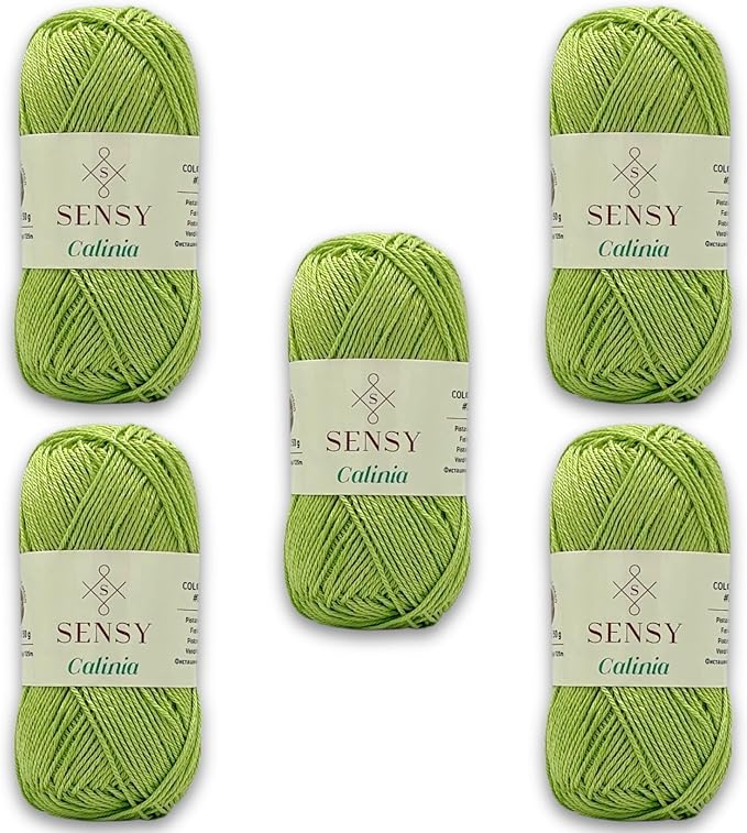 S Sensy Calinia-Mercerized Giza Cotton Yarn 5 Pack Pistachio Green 131yds