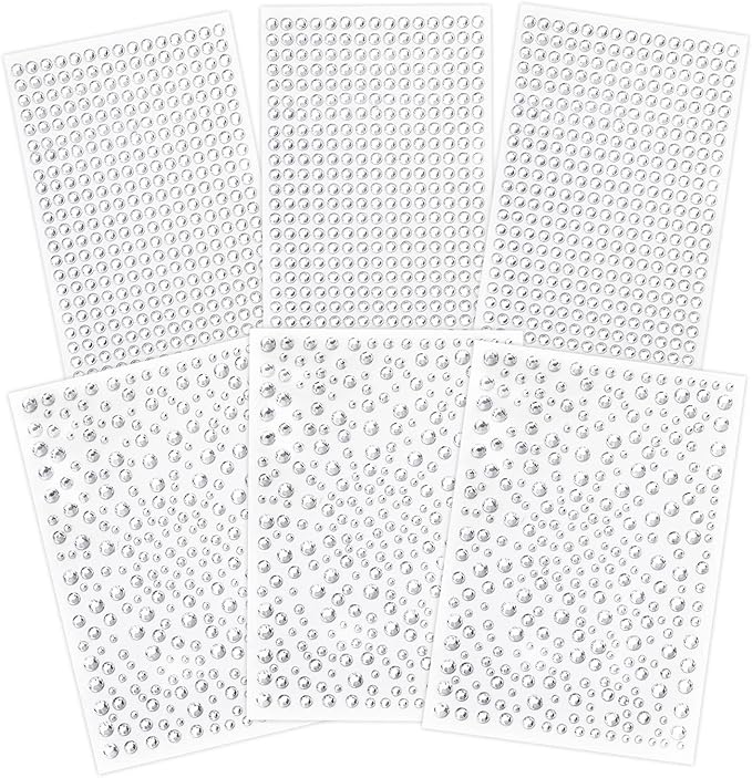 Clear Rhinestones Stickers, 2100pcs Self Adhesive Rhinestones for Face, Bling Jewel Stickers, Crystal Gem Stickers for Crafts, Makeup, Face, Hair, Assorted Size…