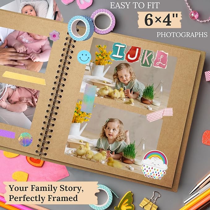 Scrapbook Photo Album 10"x10" 20 Sheets 40 Pages Hardcover Kraft Paper