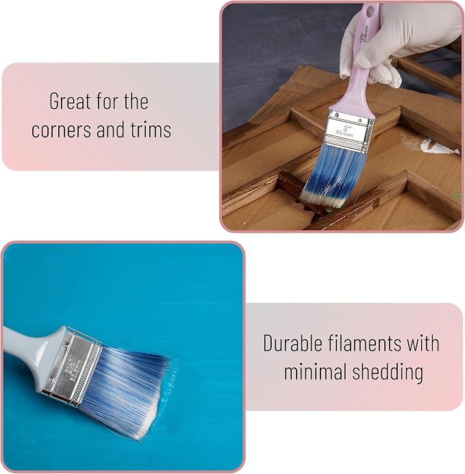 Bates 4Pack Plastic Handle Paint Brushes - Pastel Colors, Stain, Furniture & Wall Painting