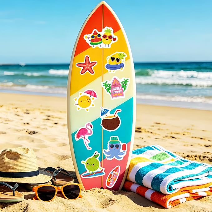 300Pcs Summer Stickers for Kids, Hawaiian Beach Stickers, Tropical Stickers