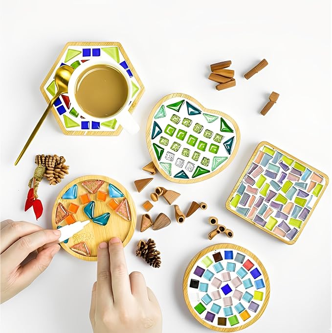 Bamboo Coasters for Crafts, 20 Pcs 3.54" Square Mosaic Blanks | Bulk-ready bases for mosaic tile art, DIY resin projects, classroom crafts, workshops and handmade coasters