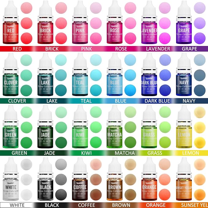 Soap Dye - 24 Color Food Grade Skin Safe Coloring for Bath Bomb and DIY Making Supplies - Liquid Concentrated Colorant Kit for Handmade Soaps and Crafts (Pack of 3)