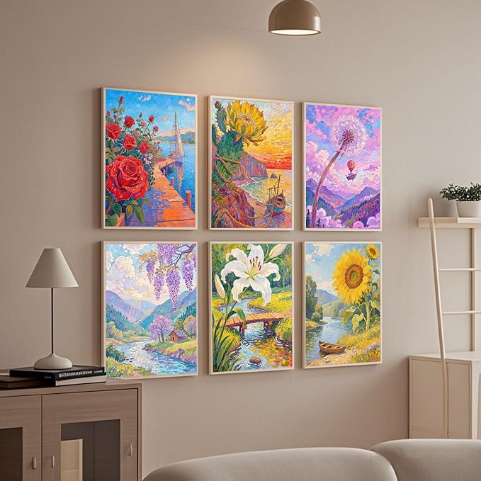 Leatrice 6 Pack Flower Diamond Painting Kits for Adults 5D Diamond Art Kits