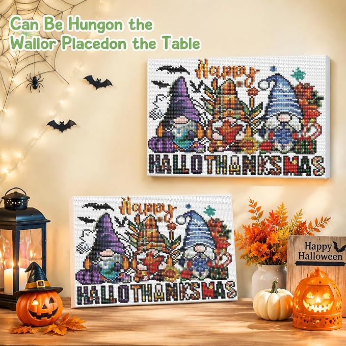 Gnome Diamond Art Kits for Adults with Frame,Halloween Diamond Painting
