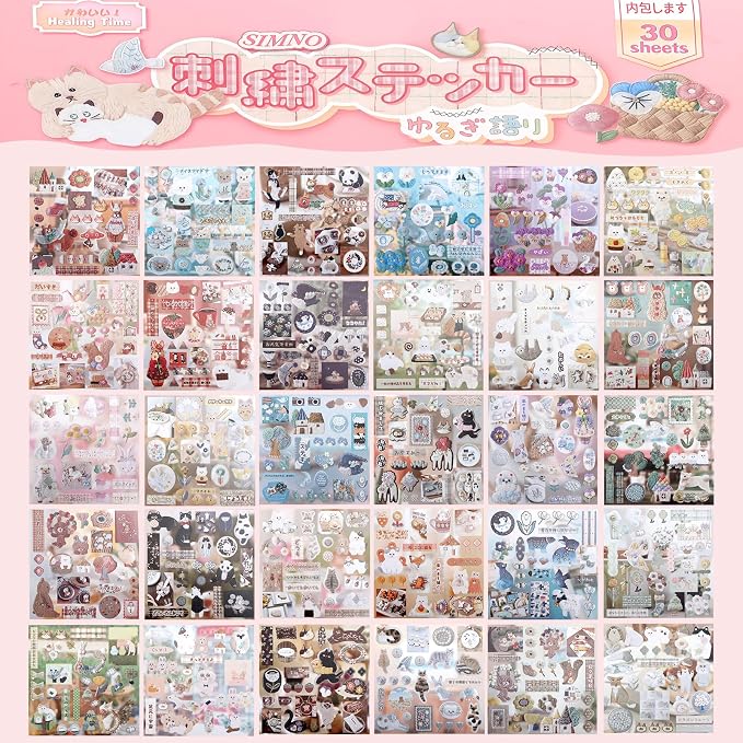 Tmtains 30 Sheets Japanese Manga Style Sticker Book 800+Pcs Heisei Retro Animal Plant Theme Manga Books Style Sticker Vintage Aesthetic Japanese Stickers Book for Adults Scrapbooking Notebook (Animal)