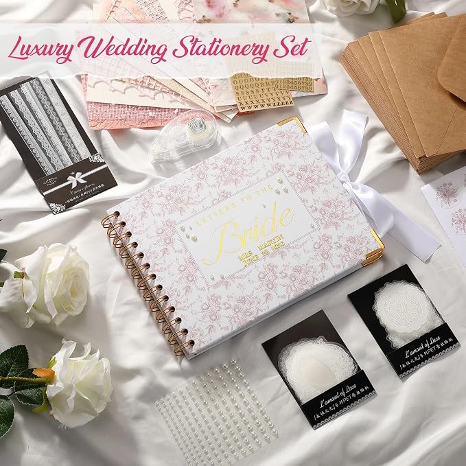 Humyoun Letters to Bride Scrapbook,8.5 X 7 Inch,Floral,Pink