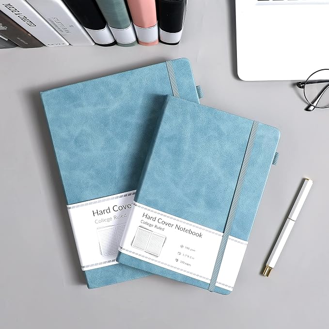 CAGIE Journal Notebook for Women Men Leather Journaling Diary Daily A5 Blue