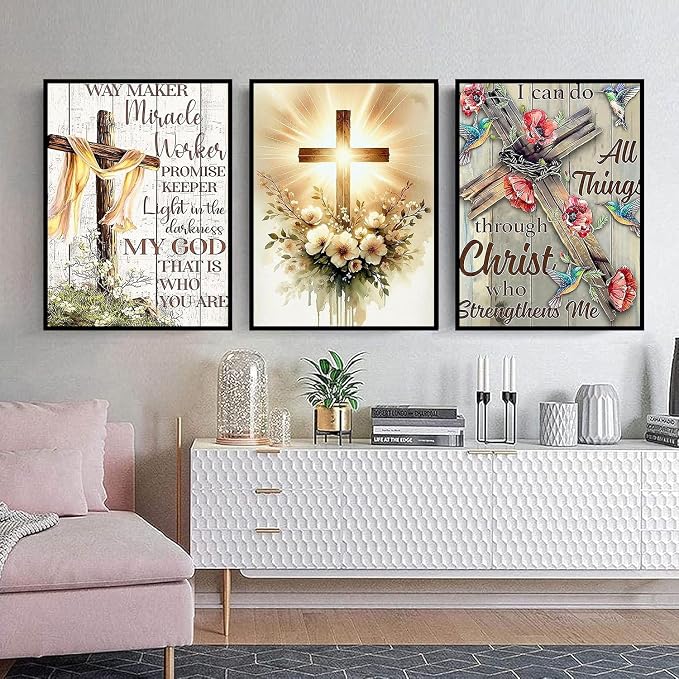 3 Pack Diamond Art Kits for Adults, Cross Diamond Painting Kit 11.8x15.7 in